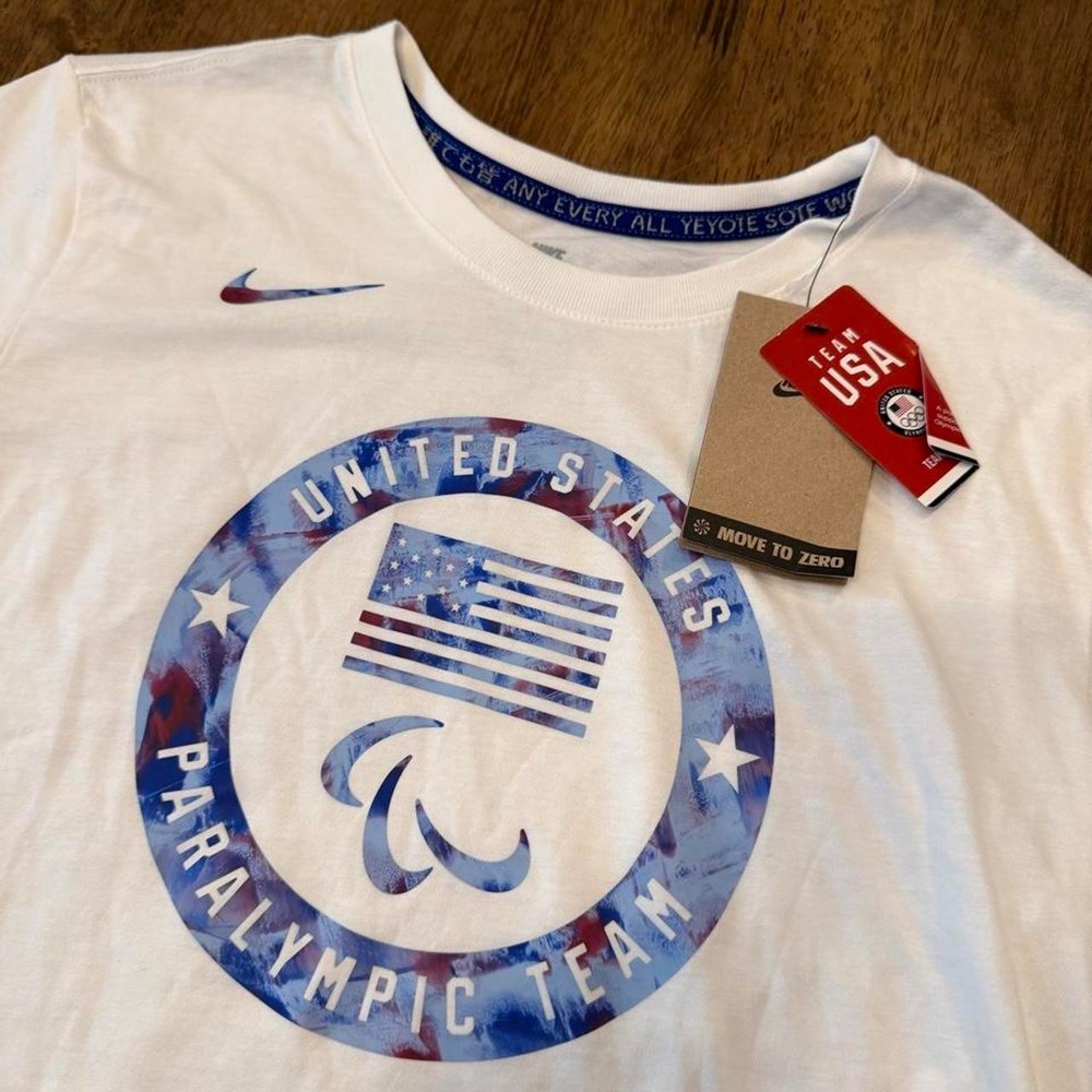 Nike Team USA United States Paralympic T-Shirt Women's Small White Short Sleeve